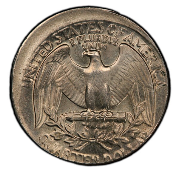 1951 quarter dramatic off-center strike showing crescent of blank planchet with partial Washington portrait and visible date 1951